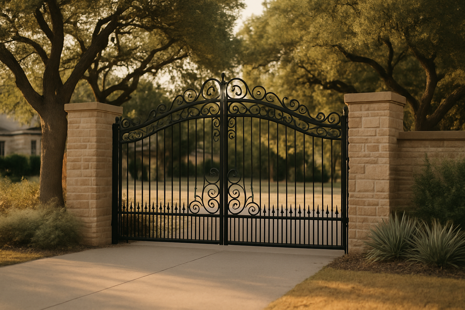 Establishes the page's core offering - an elegant, regionally appropriate custom wrought iron driveway gate in a Colleyv